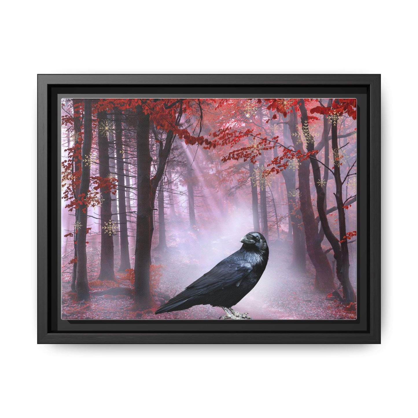 Framed Forest Raven Art Print, Matte Canvas Wall Decor, Gothic Home Decor, Nature Wall Art, Unique Gift for Bird Lovers