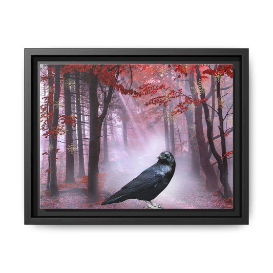 Framed Forest Raven Art Print, Matte Canvas Wall Decor, Gothic Home Decor, Nature Wall Art, Unique Gift for Bird Lovers