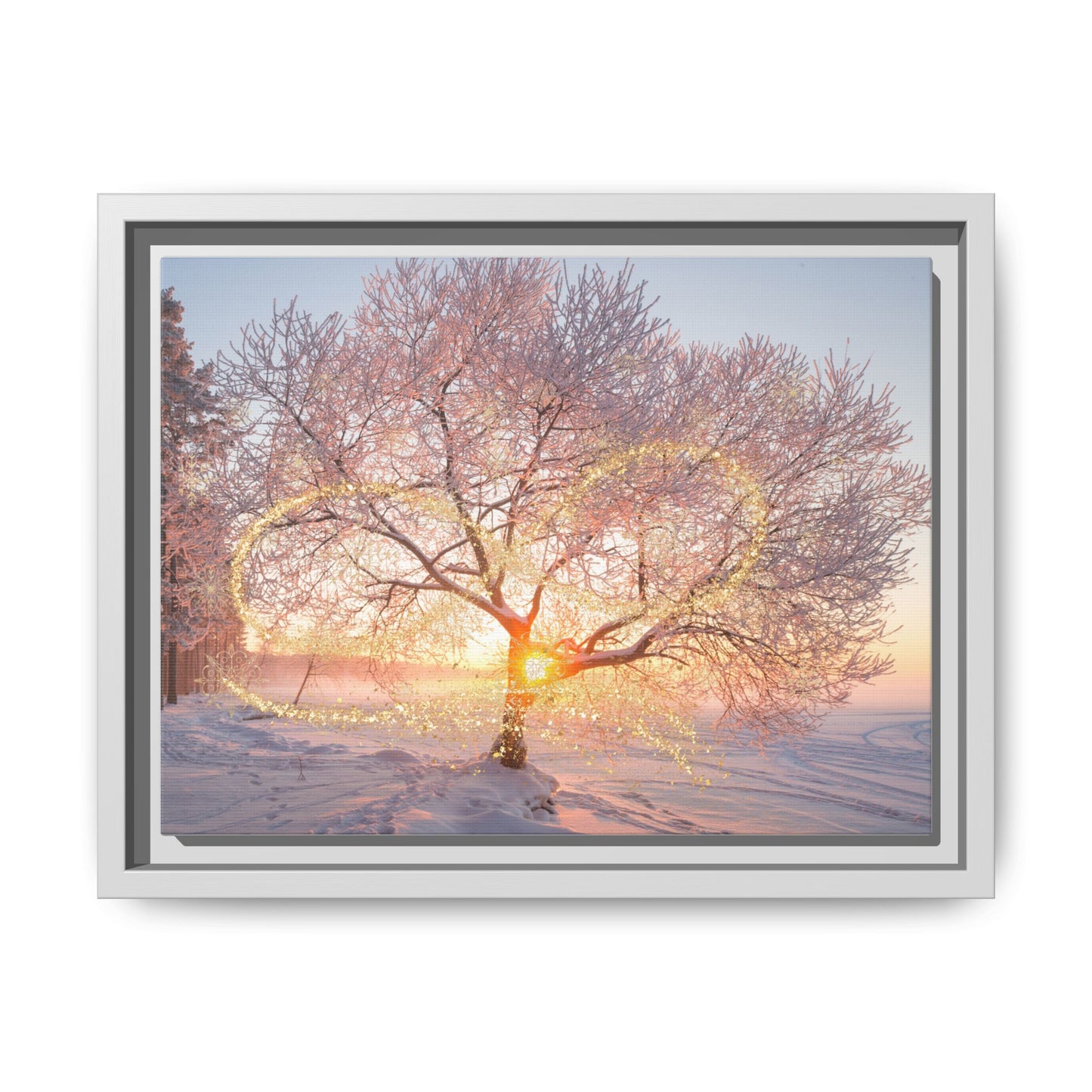 Framed Canvas Art: Winter Love Tree, Inspirational Wall Decor, Cozy Home Artwork, Christmas Gift, Heartwarming Decor, Nature Print