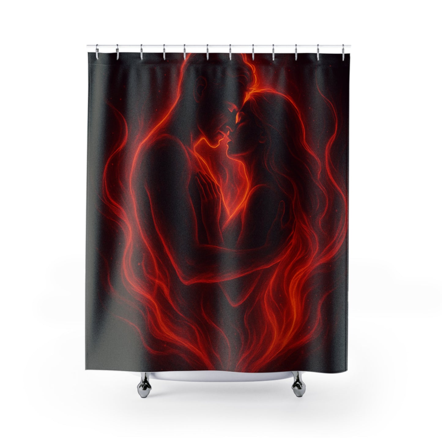 Romantic Essence Shower Curtain | Boho Bathroom Decor, Love Gift, Unique Home Accessory, Red and Black Shower Curtain, Wedding Shower Decor