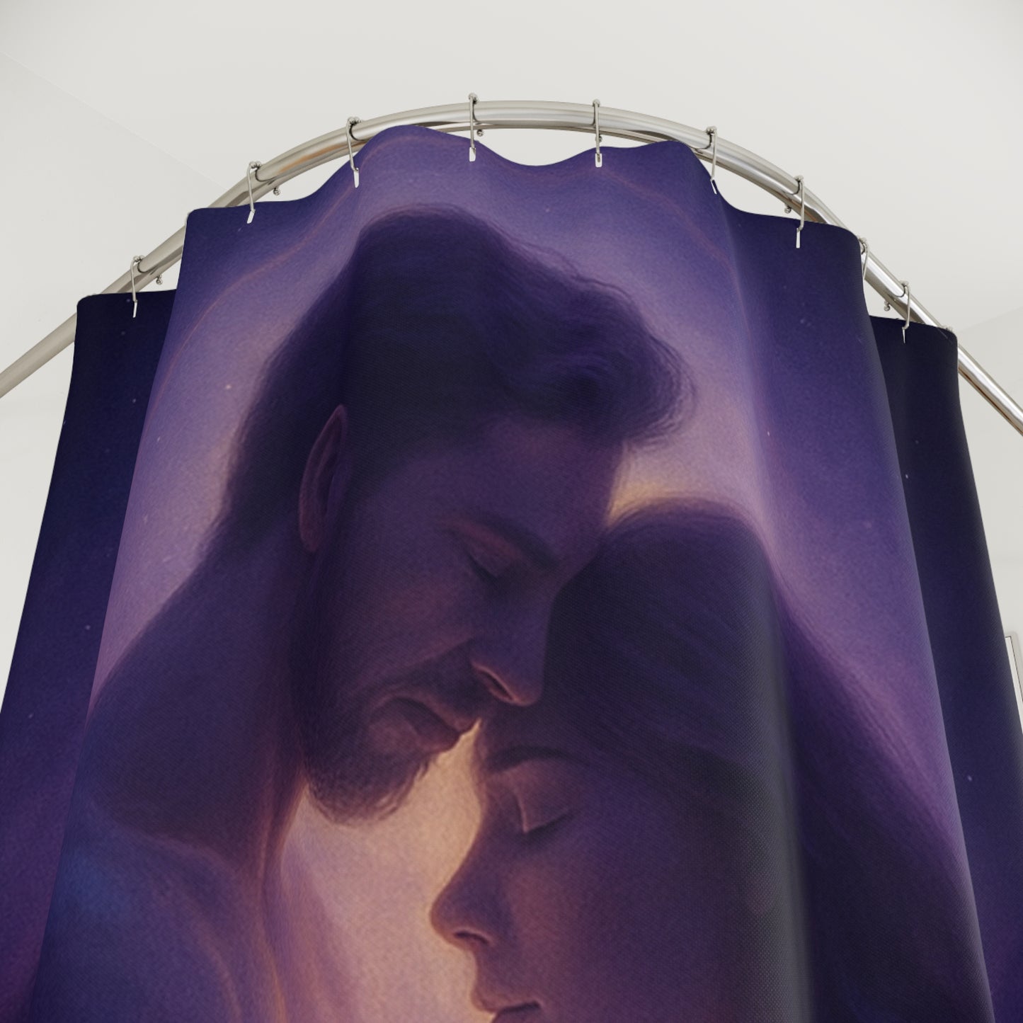 Romantic Couple Shower Curtain, Love Bathroom Decor, Ethereal Design, Gift for Her, Wedding Gift, Fantasy Art, Home Decor
