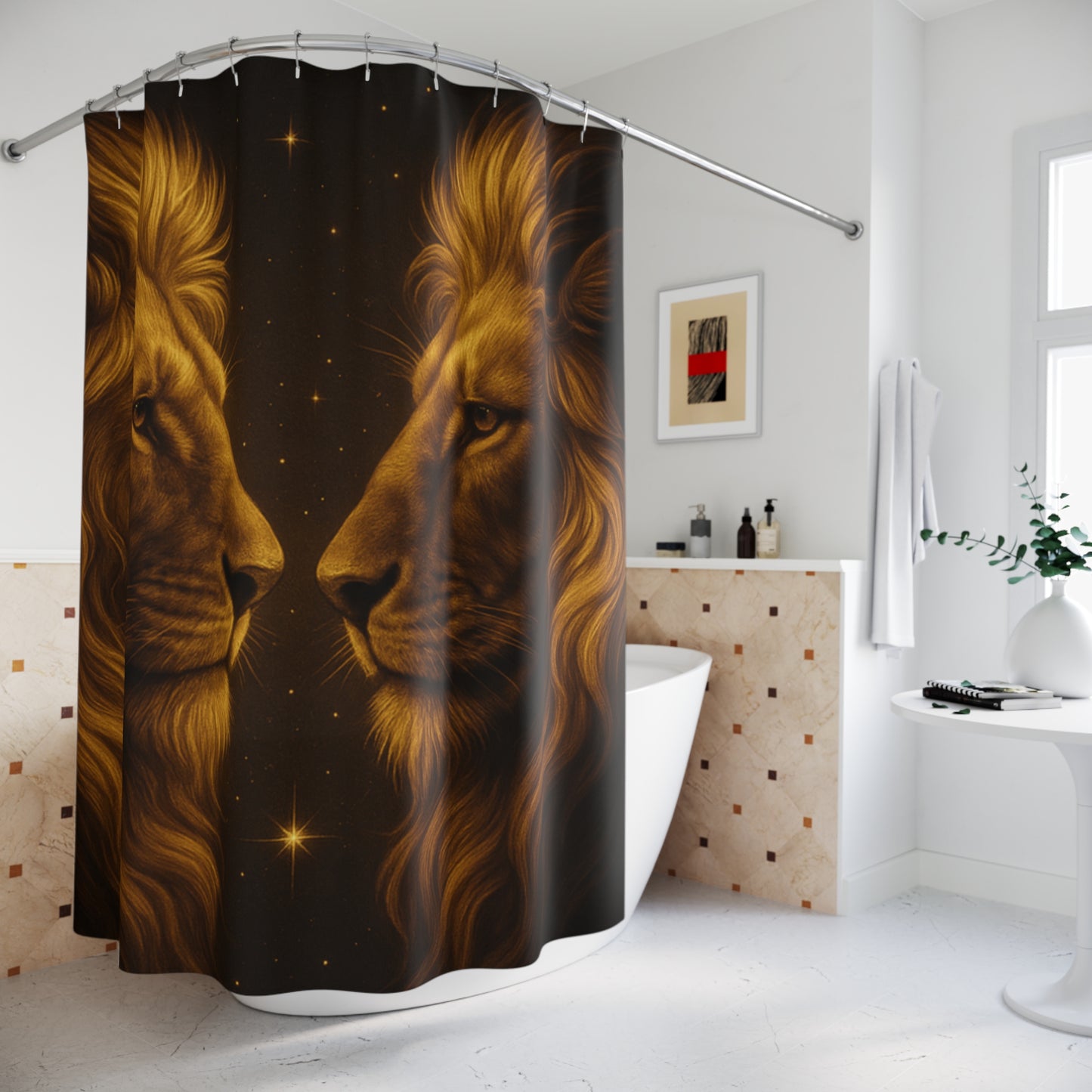 Majestic Lion Shower Curtain, Animal Decor, Nature Theme, Bathroom Art, Gift for Animal Lovers, Unique Home Decor