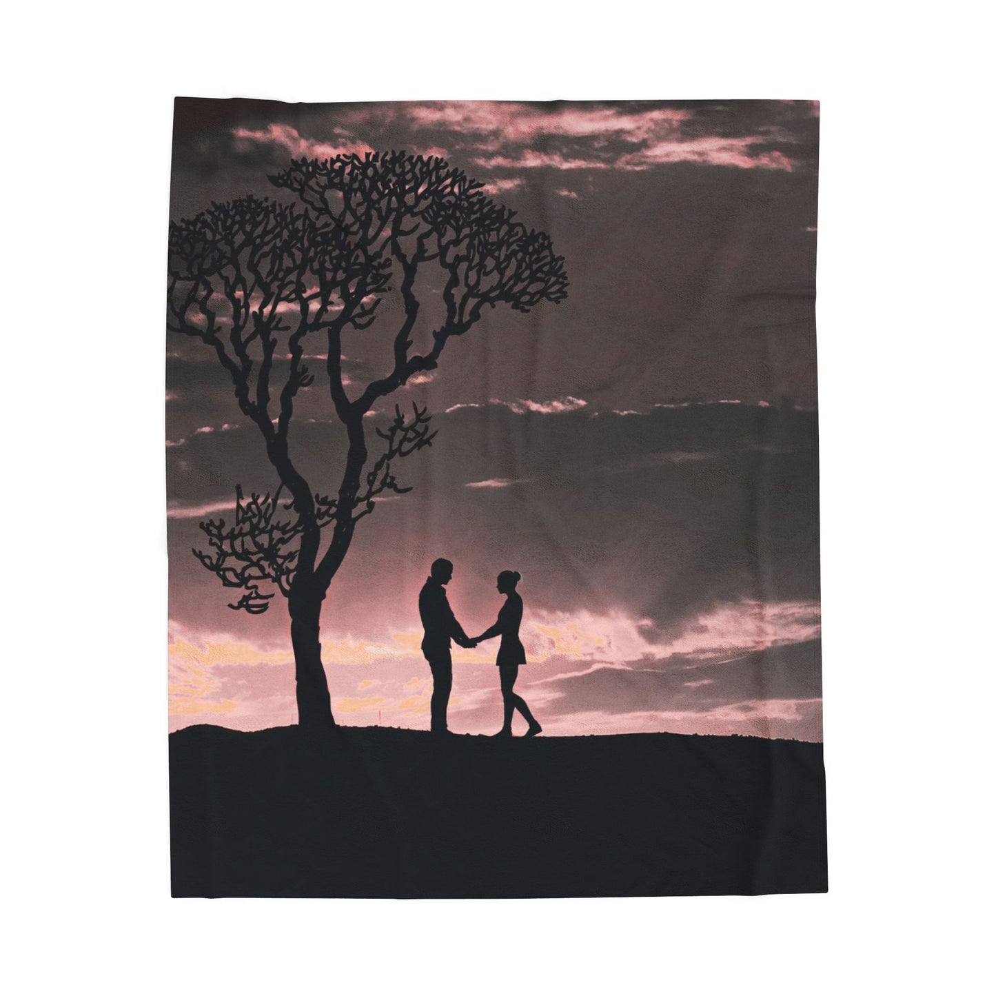 Romantic Sunset Velveteen Plush Blanket, Cozy Couple Gift, Soft Throw for Lovebirds, Perfect for Anniversaries, Valentine's Day, Home Decor