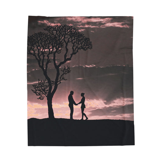 Romantic Sunset Velveteen Plush Blanket, Cozy Couple Gift, Soft Throw for Lovebirds, Perfect for Anniversaries, Valentine's Day, Home Decor