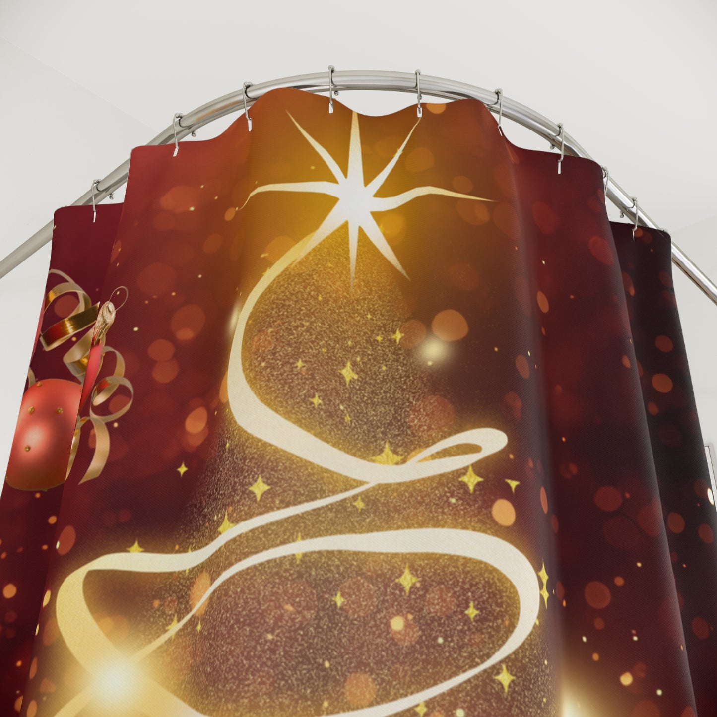 Festive Holiday Shower Curtain with Christmas Tree Design, Christmas Decoration, Holiday Home Decor, Bathroom Accessories, Gift Idea
