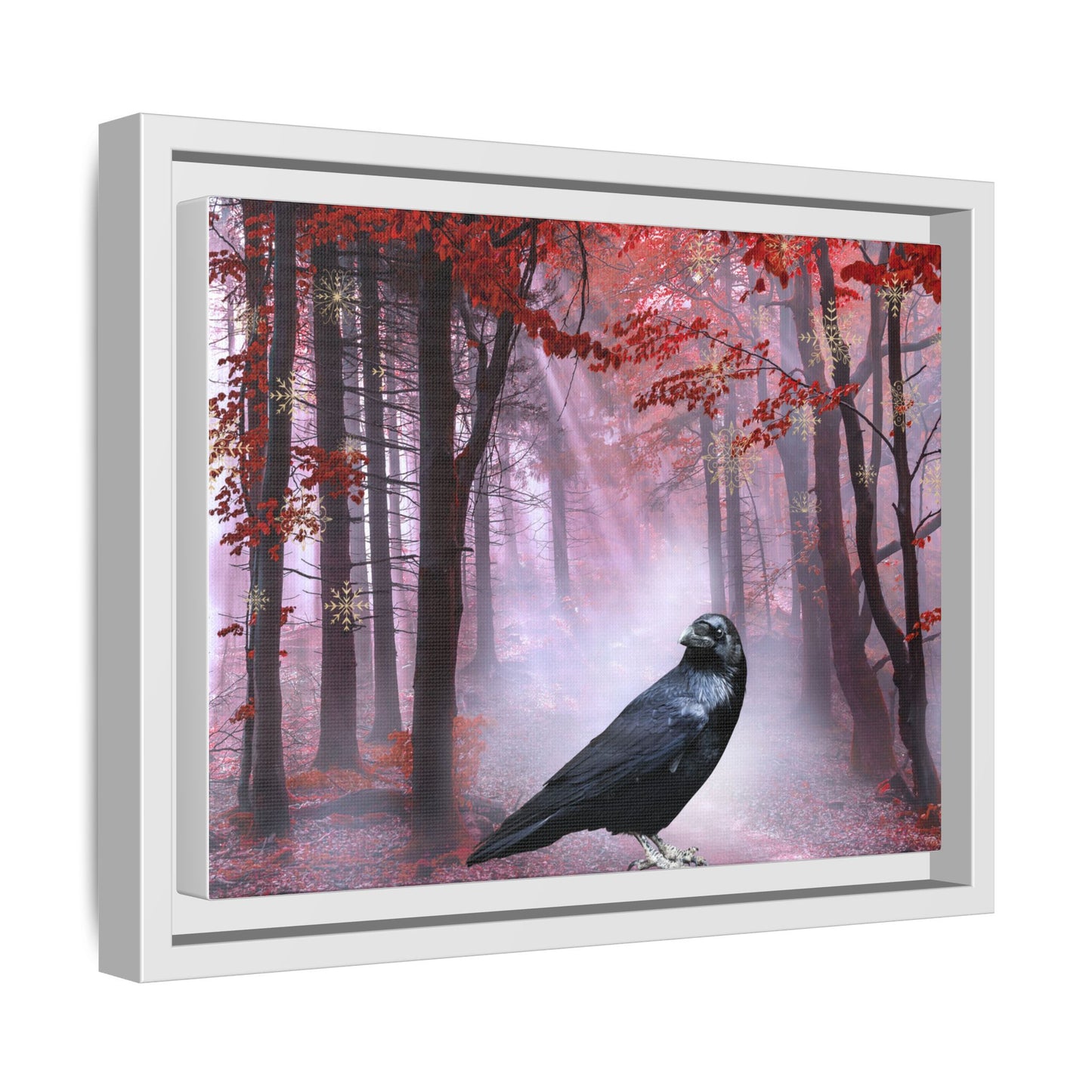 Framed Forest Raven Art Print, Matte Canvas Wall Decor, Gothic Home Decor, Nature Wall Art, Unique Gift for Bird Lovers
