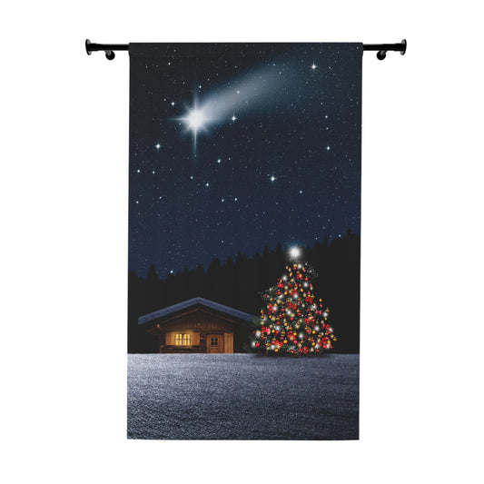 Christmas Star Window Curtains, Holiday Decor, Christmas Home Decor, Festive Window Treatment, Winter Night Curtains