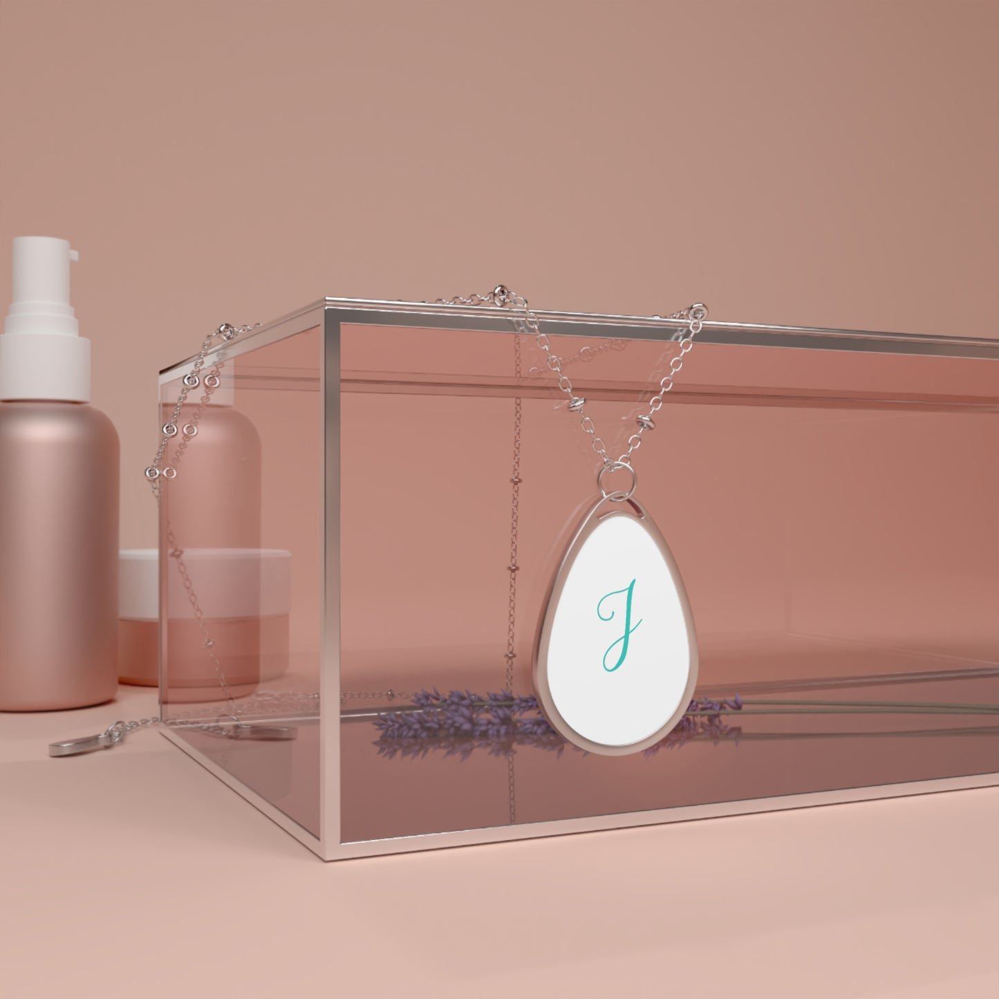 Personalized Oval Necklace with Initial Charm