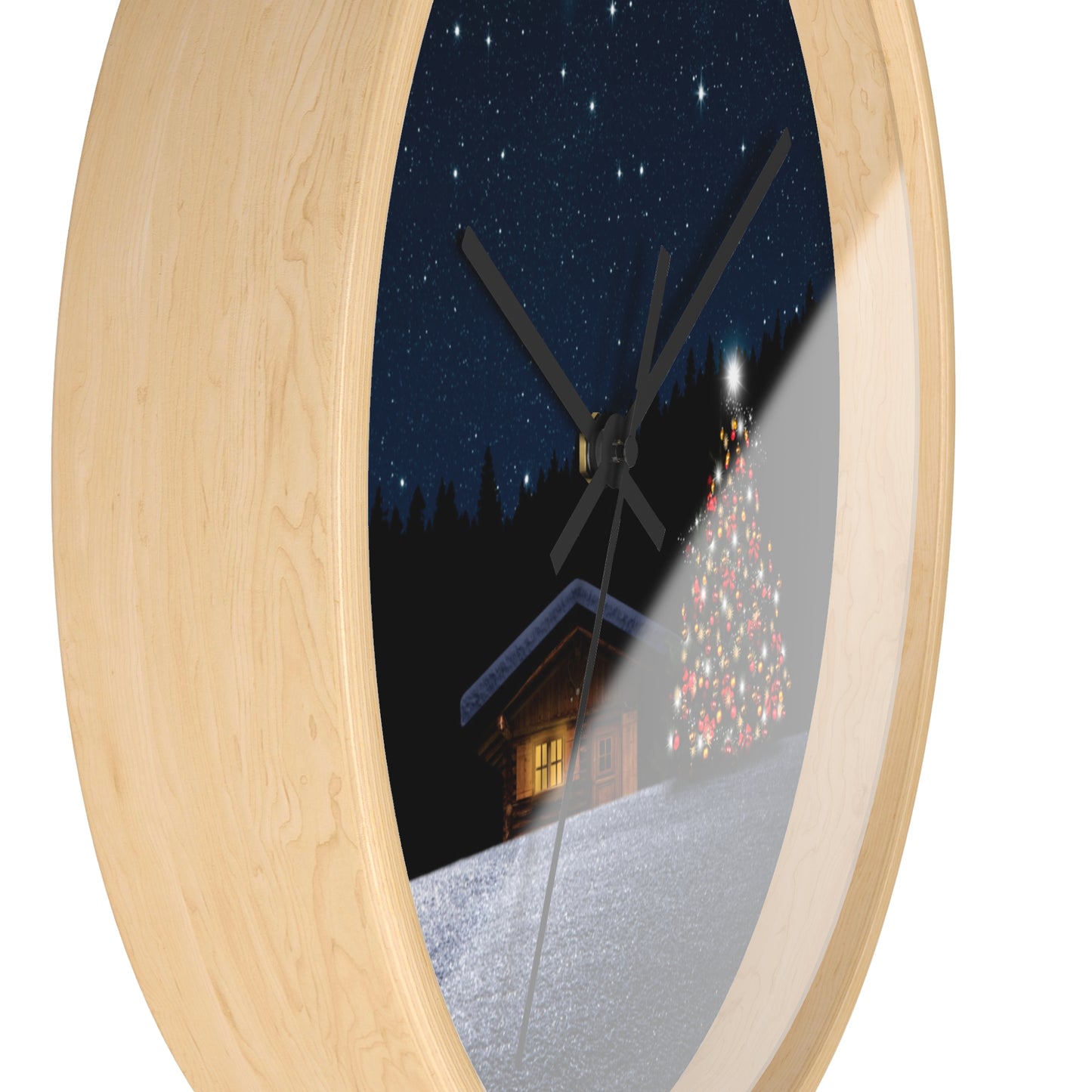 Christmas Themed Wall Clock, Festive Home Decor, Holiday Gift Idea, Winter Wonderland Clock, Winter Holidays Decoration