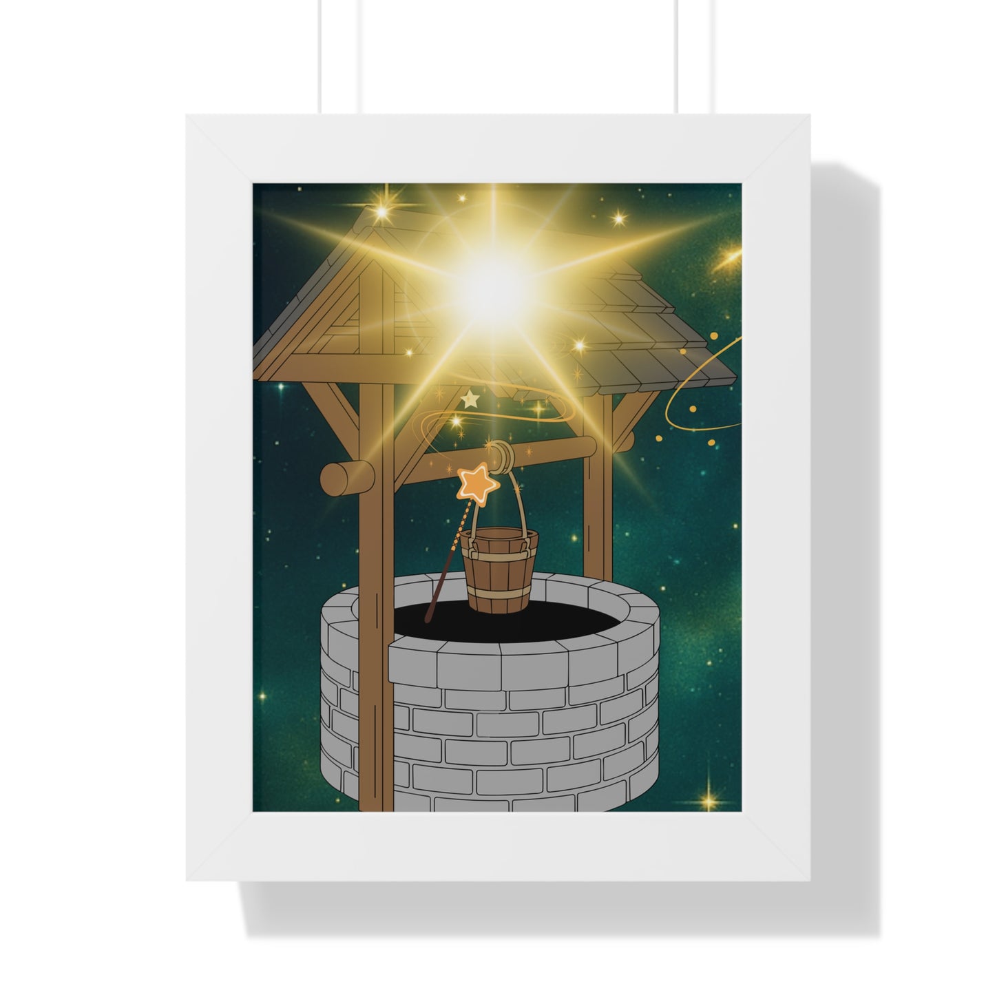 Magical Well Framed Vertical Poster, Enchanting Wall Art, Starry Night Decor, Dreamy Home Accent, Whimsical Gift Idea, Inspirational Print