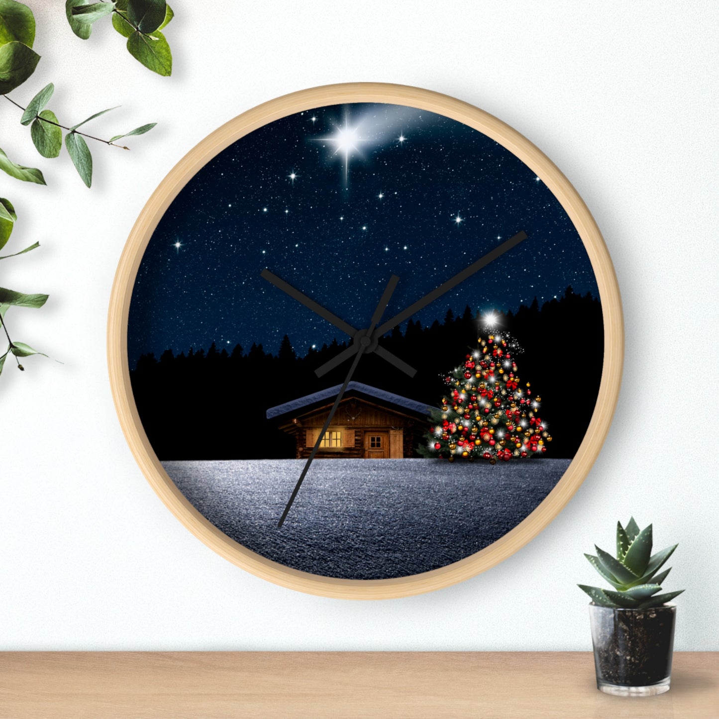 Christmas Themed Wall Clock, Festive Home Decor, Holiday Gift Idea, Winter Wonderland Clock, Winter Holidays Decoration