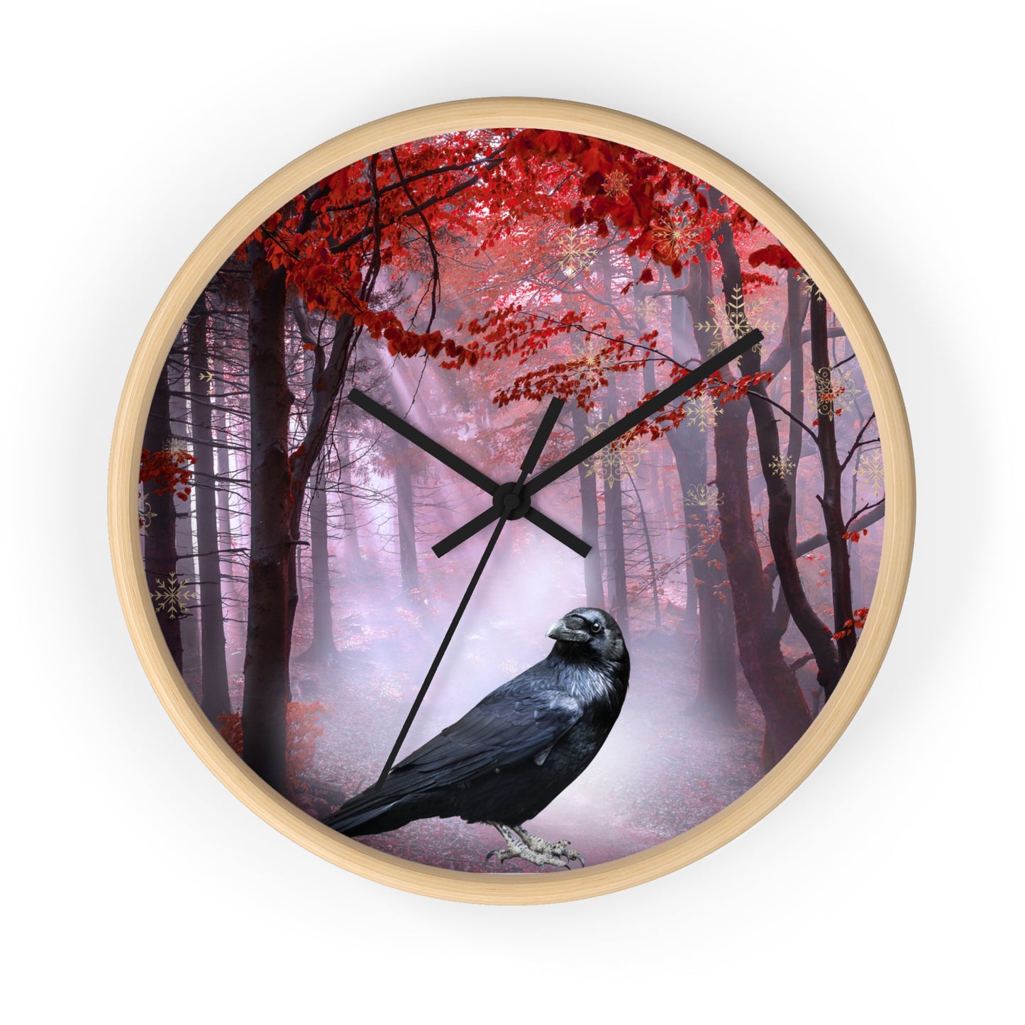 Mystical Raven Wall Clock, Enchanted Forest Decor, Unique Home Accent, Gothic Style Timepiece, Perfect Gift for Nature Lovers