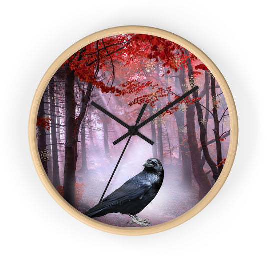 Mystical Raven Wall Clock, Enchanted Forest Decor, Unique Home Accent, Gothic Style Timepiece, Perfect Gift for Nature Lovers