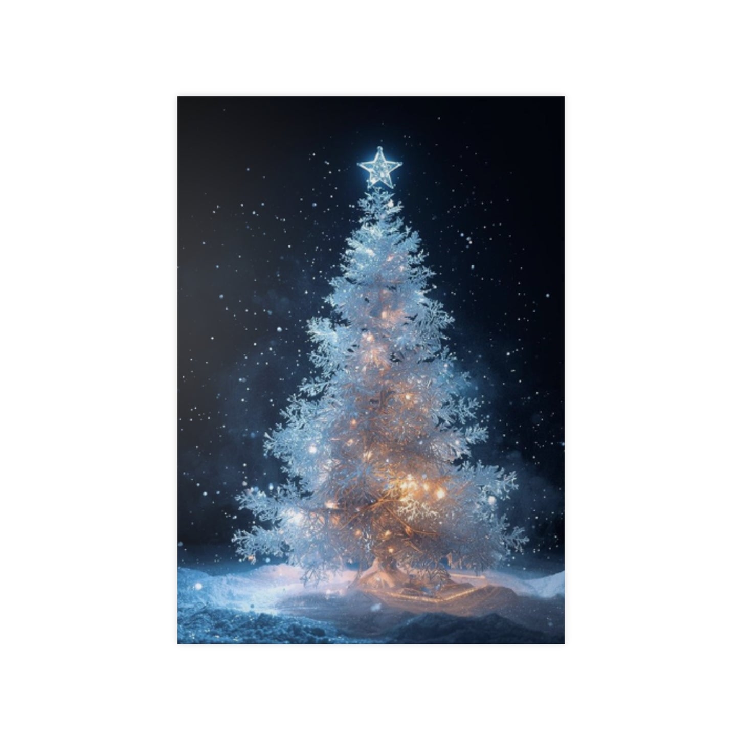 Christmas Tree Photo Poster – Snowy Lit Holiday Wall Art