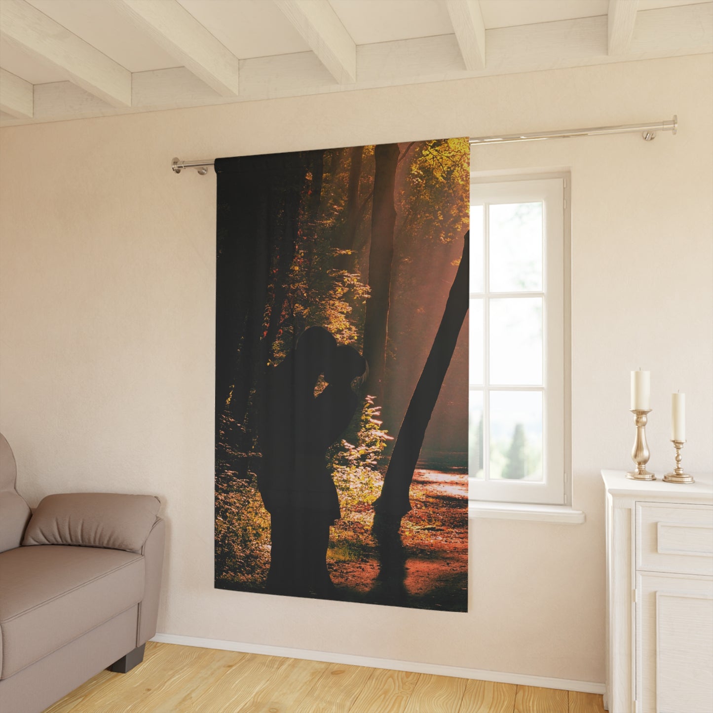 Romantic Forest Print Curtains, Window Drapes for Living Room, Bedroom, Home Decor, Nature-Themed Gift, Wedding Decor
