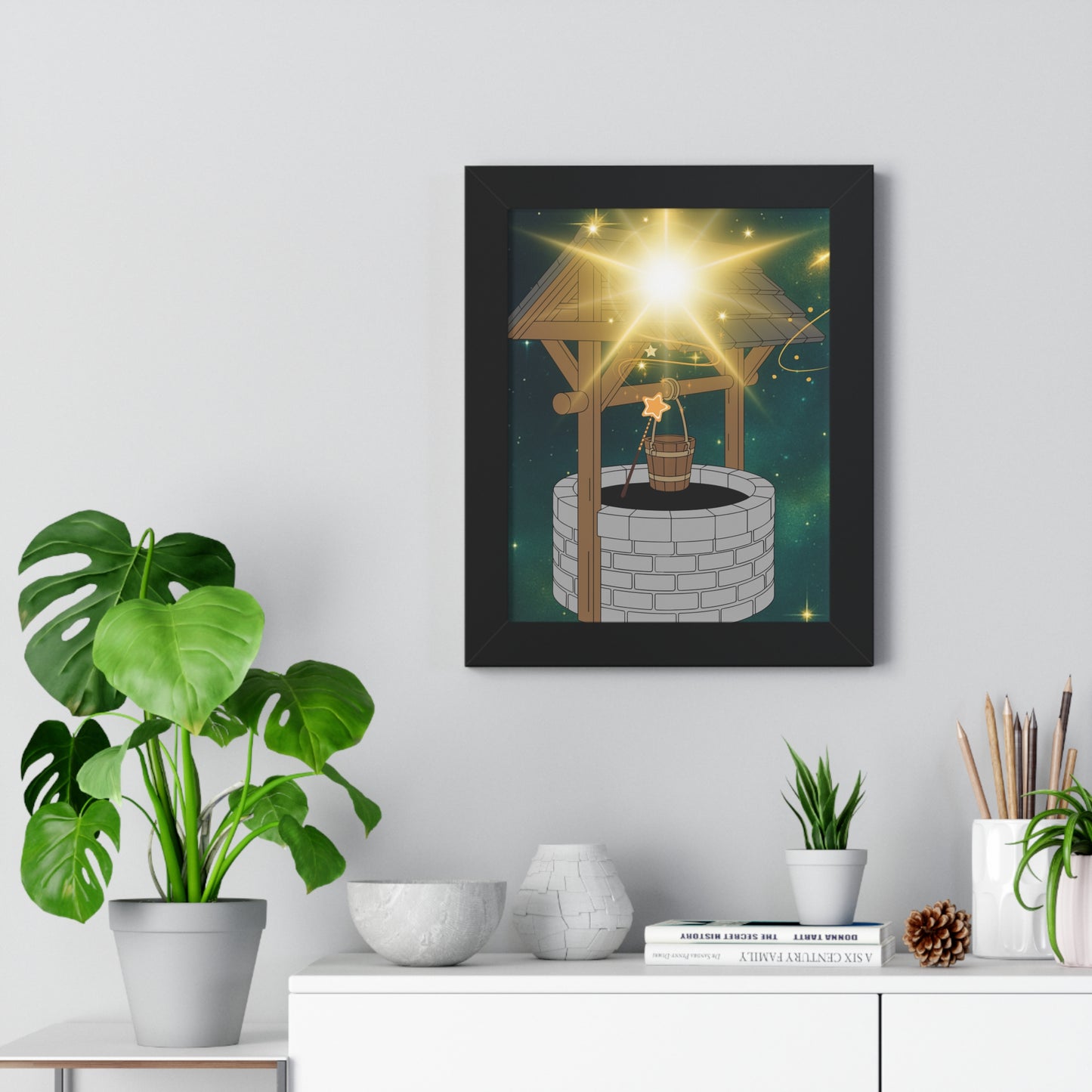 Magical Well Framed Vertical Poster, Enchanting Wall Art, Starry Night Decor, Dreamy Home Accent, Whimsical Gift Idea, Inspirational Print