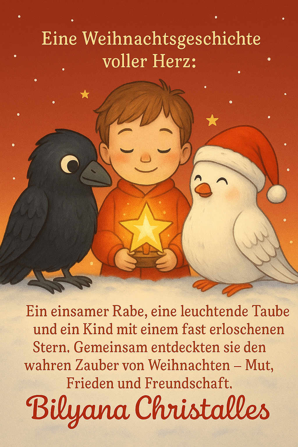 Der Rabe und die Taube – Weihnachten ist pure Liebe
Eine Weihnachtsgeschichte über Mut, Frieden und Freundschaft ❤️The Raven and the Dove – Christmas Is Pure Love
A Christmas Story about Courage, Peace, and Friendship
